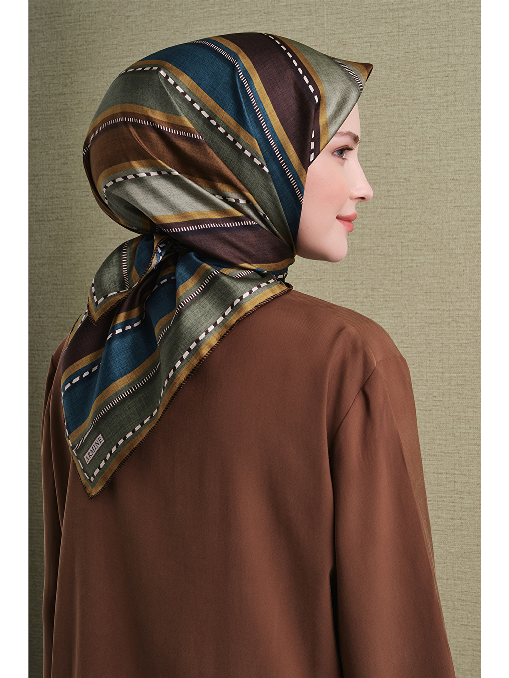 Kahverengi Saf İpek Twill Eşarp 9621d 80-3