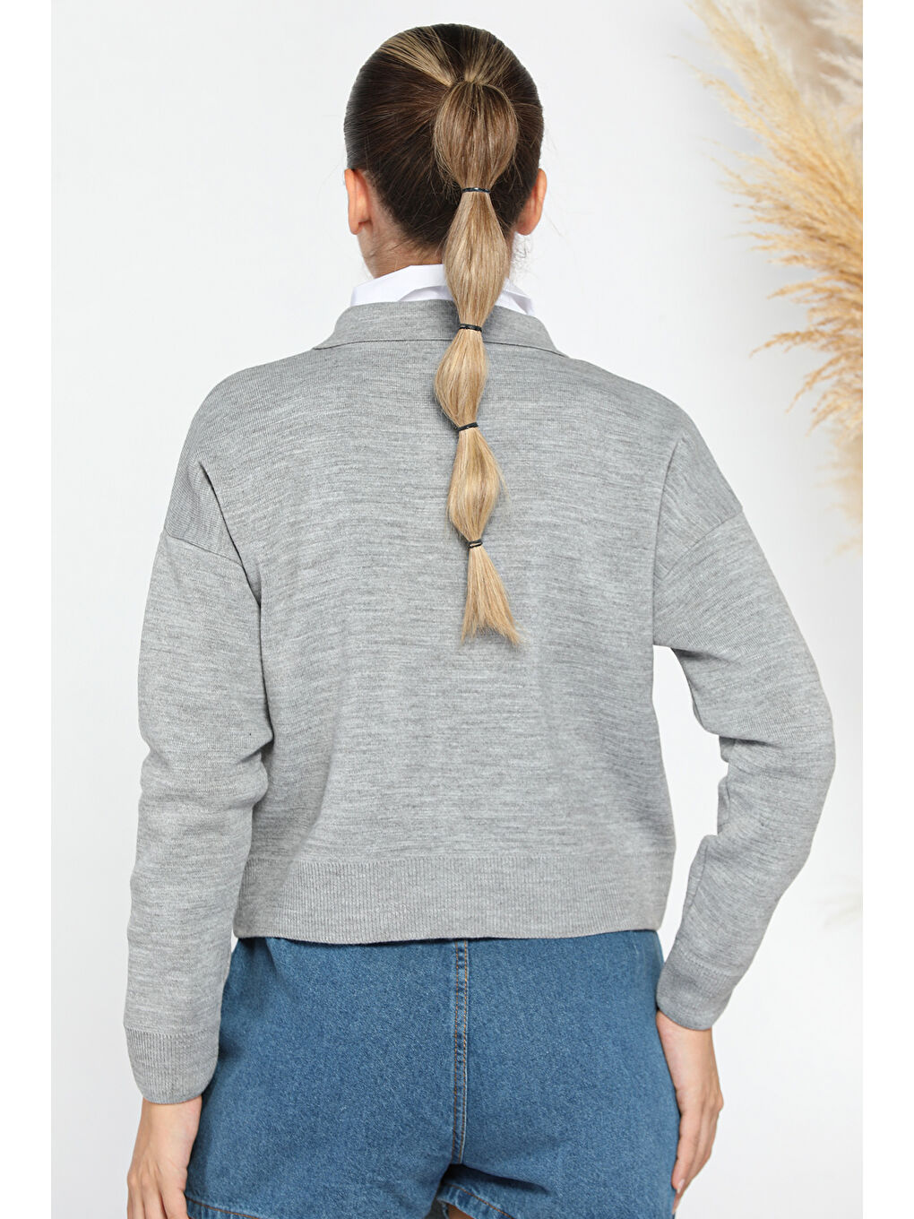 Gri Kadın Triko Ceket Hırka (s-m-l Beden Uyumludur)-2