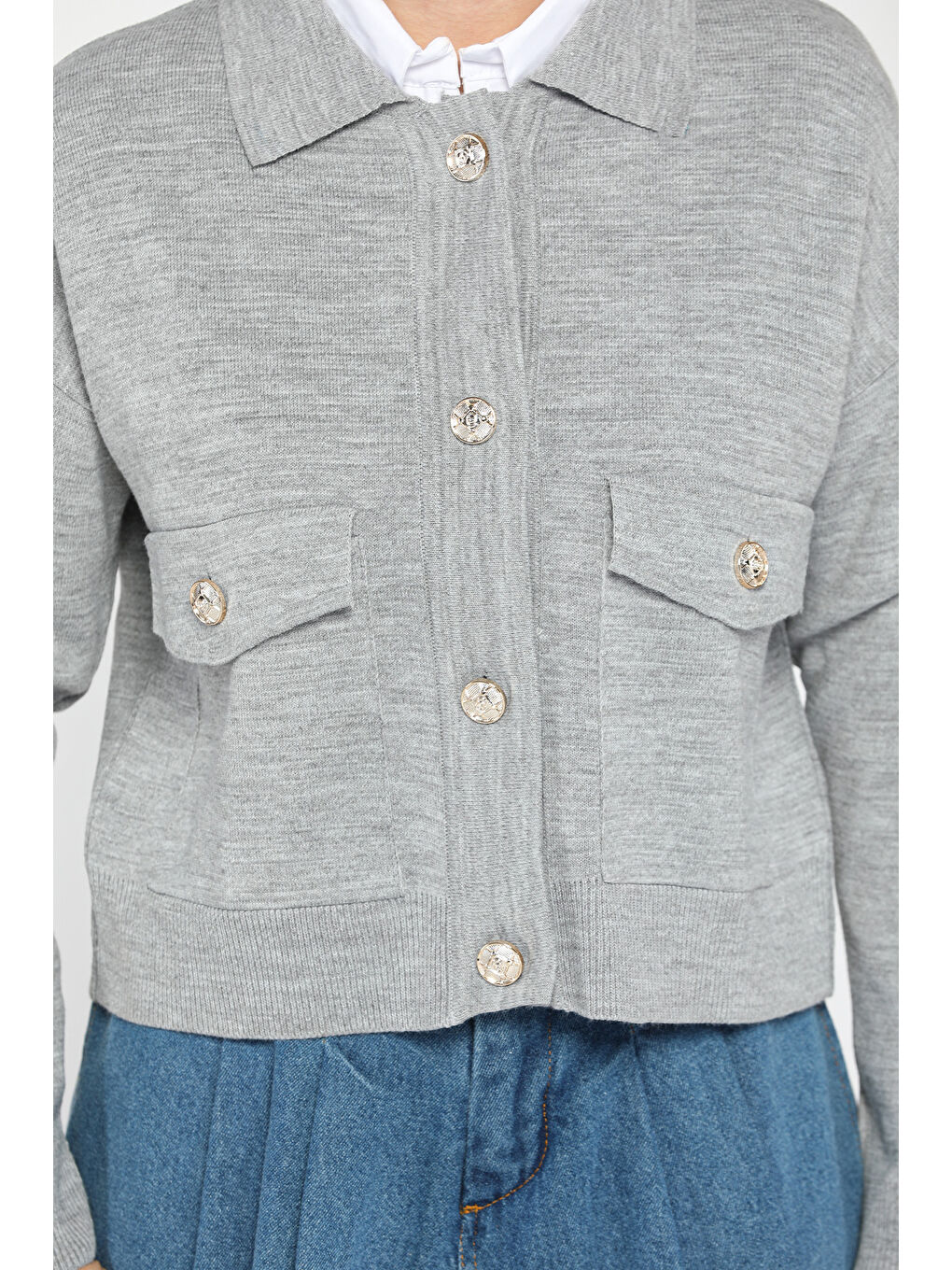 Gri Kadın Triko Ceket Hırka (s-m-l Beden Uyumludur)-3