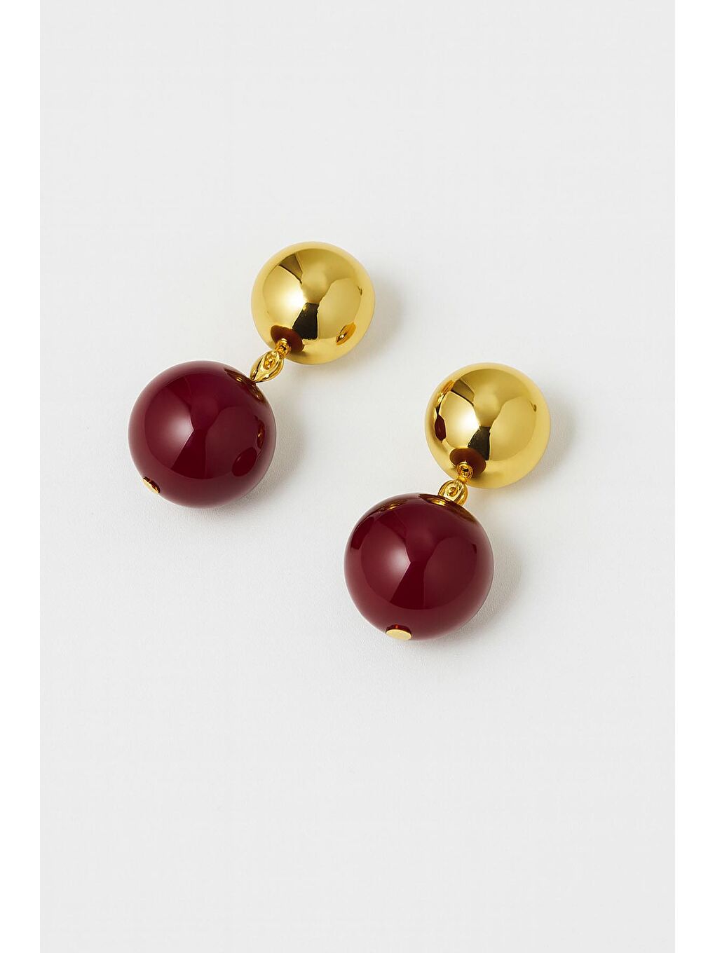 Bordo Carmen Top Boncuk Sallantılı Küpe-2