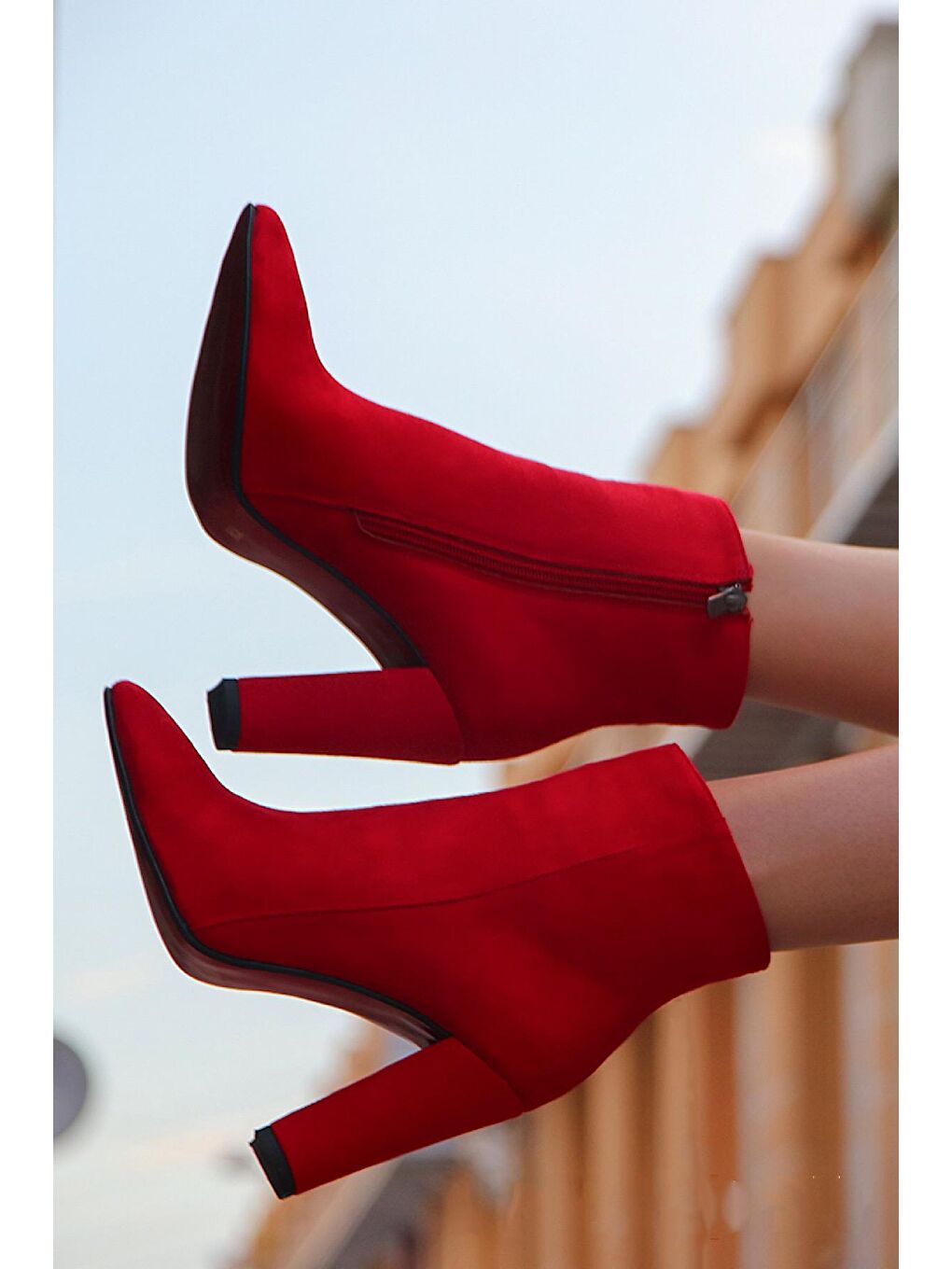 Kırmızı Kadın Topuklu Bot-6