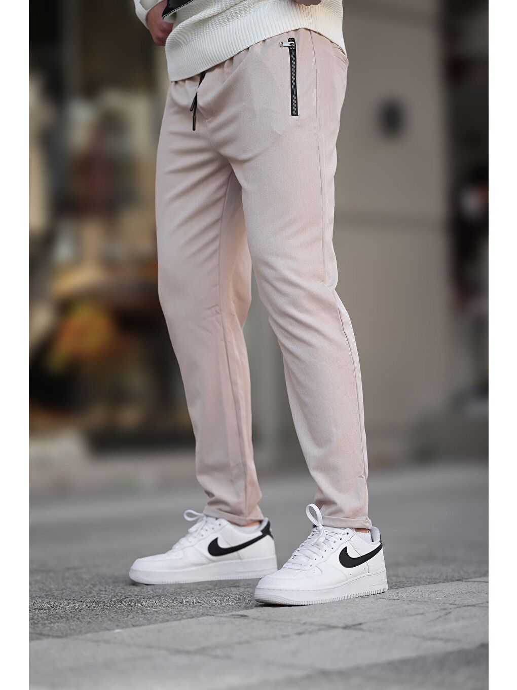 Bej Fermuar Detaylı Erkek Pantolon 6520-2