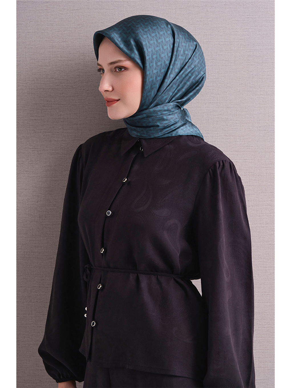 Petrol Saf İpek Twill Eşarp 9622d 80