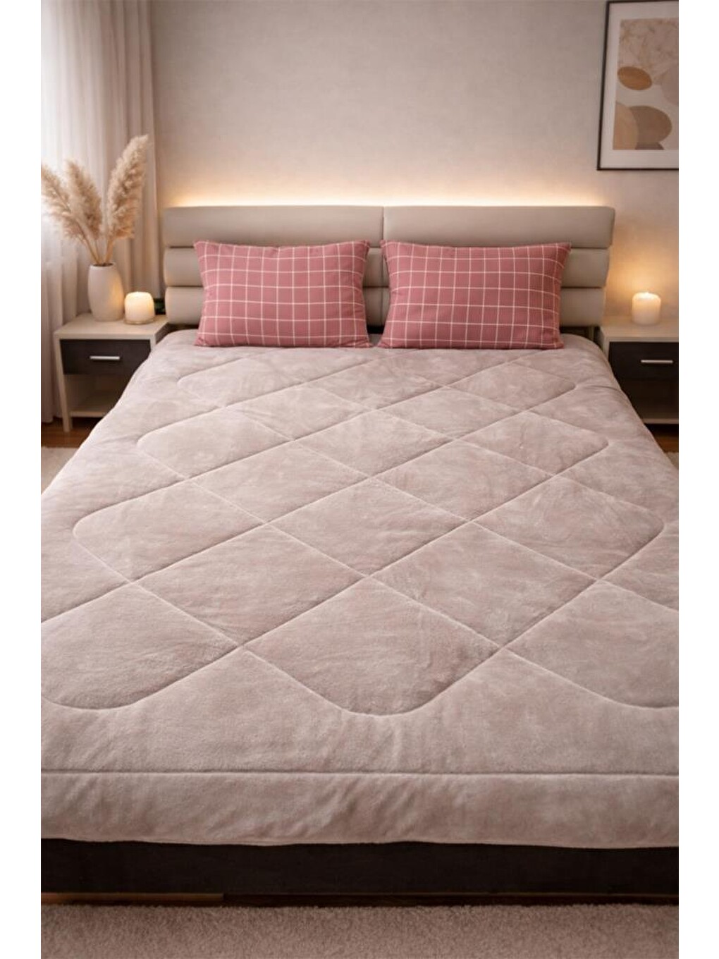 Kare Wellsoft 195x215 Cm Çift Kişilik Yorgan Takımı Kırmızı-1