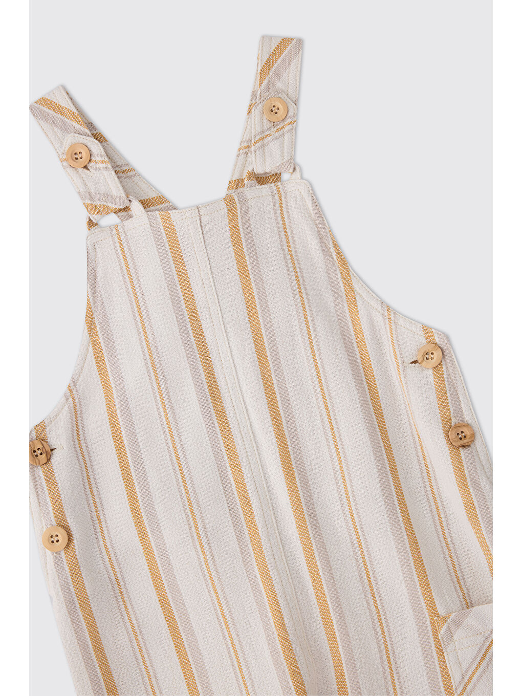 Erkek Bebek Çizgi Desenli Ekru Salopet-2