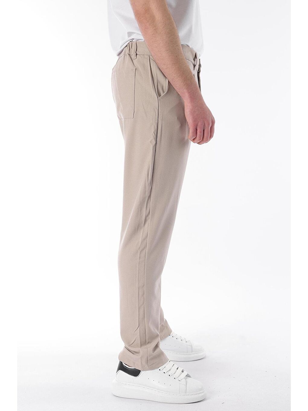 Bej Regular Fit Düz Kesim Yan Cepli Erkek Pantolon 6540-4