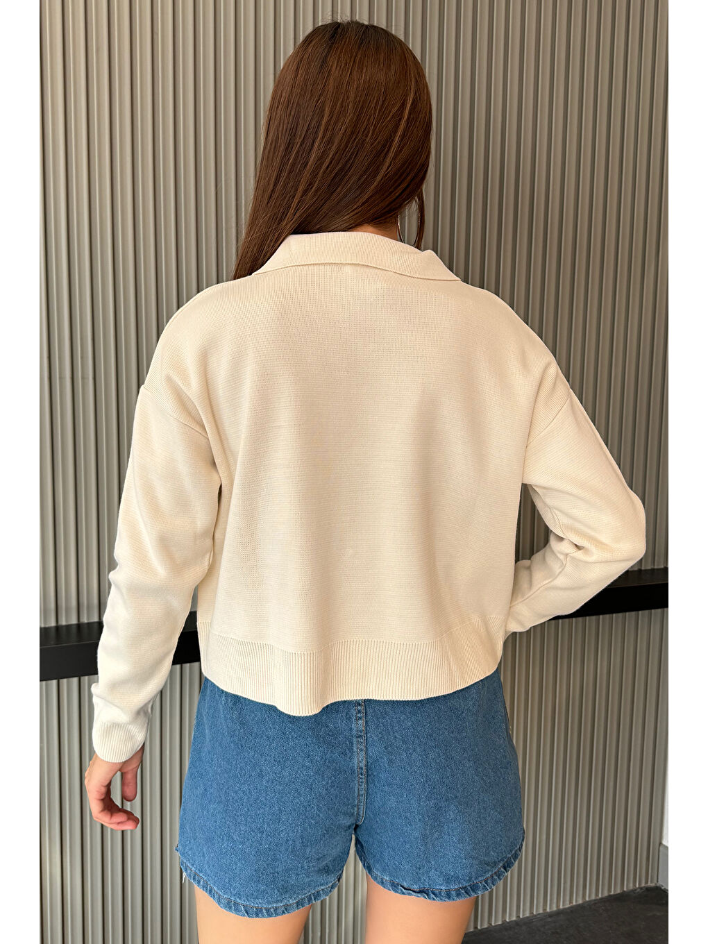 Ekru Kadın Triko Ceket Hırka (s-m-l Beden Uyumludur)-2