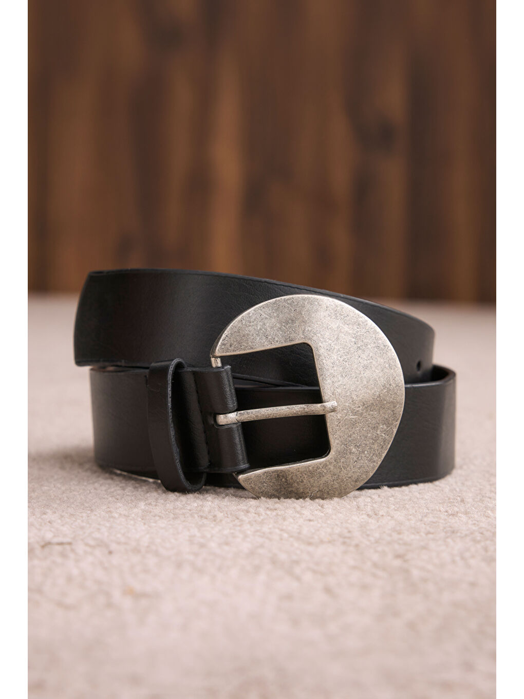 Oval Metal Tokalı Kemer Siyah-3