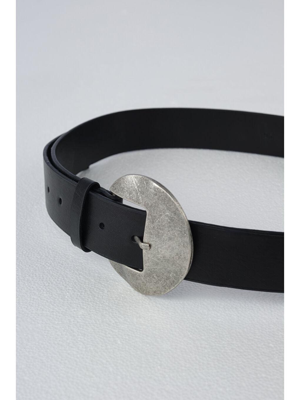 Oval Metal Tokalı Kemer Siyah-4