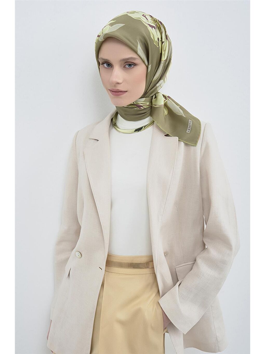 Yeşil Saf İpek Sura Eşarp 9509D 52-1