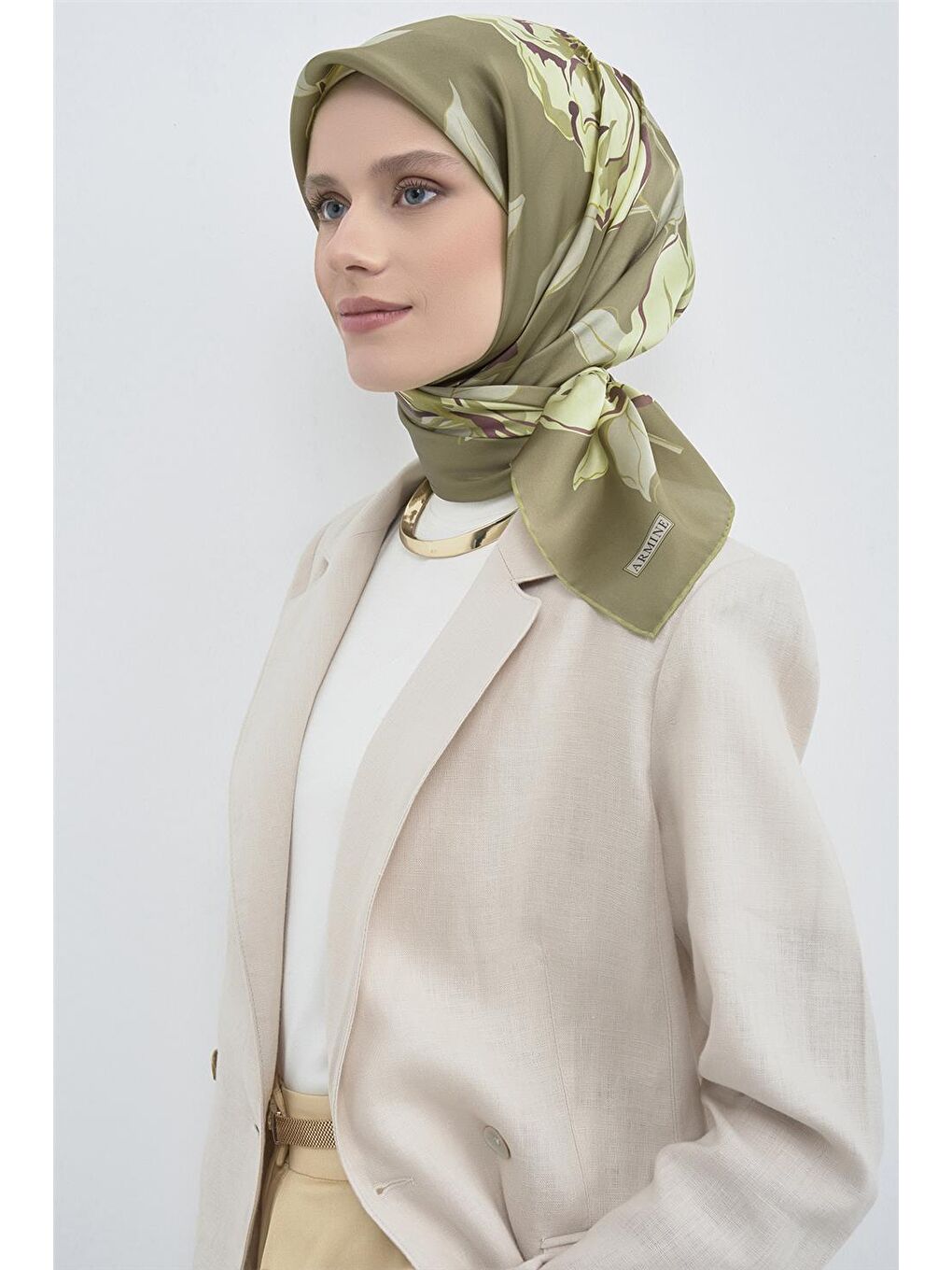 Yeşil Saf İpek Sura Eşarp 9509D 52-2