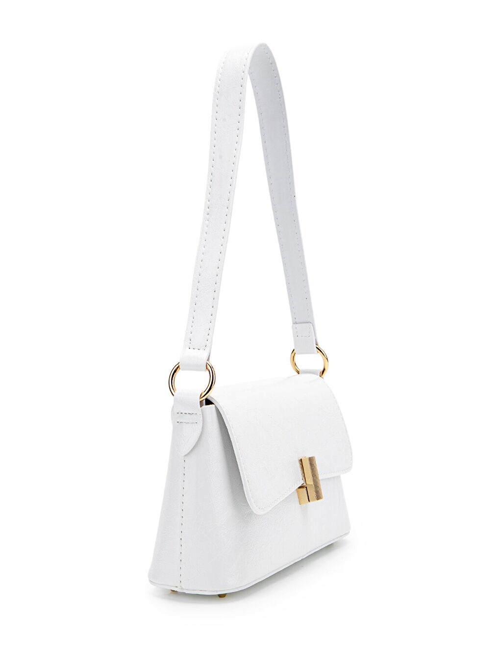 Kapaklı Baget Lara Kadın El Ve Omuz Çanta Beyaz-2