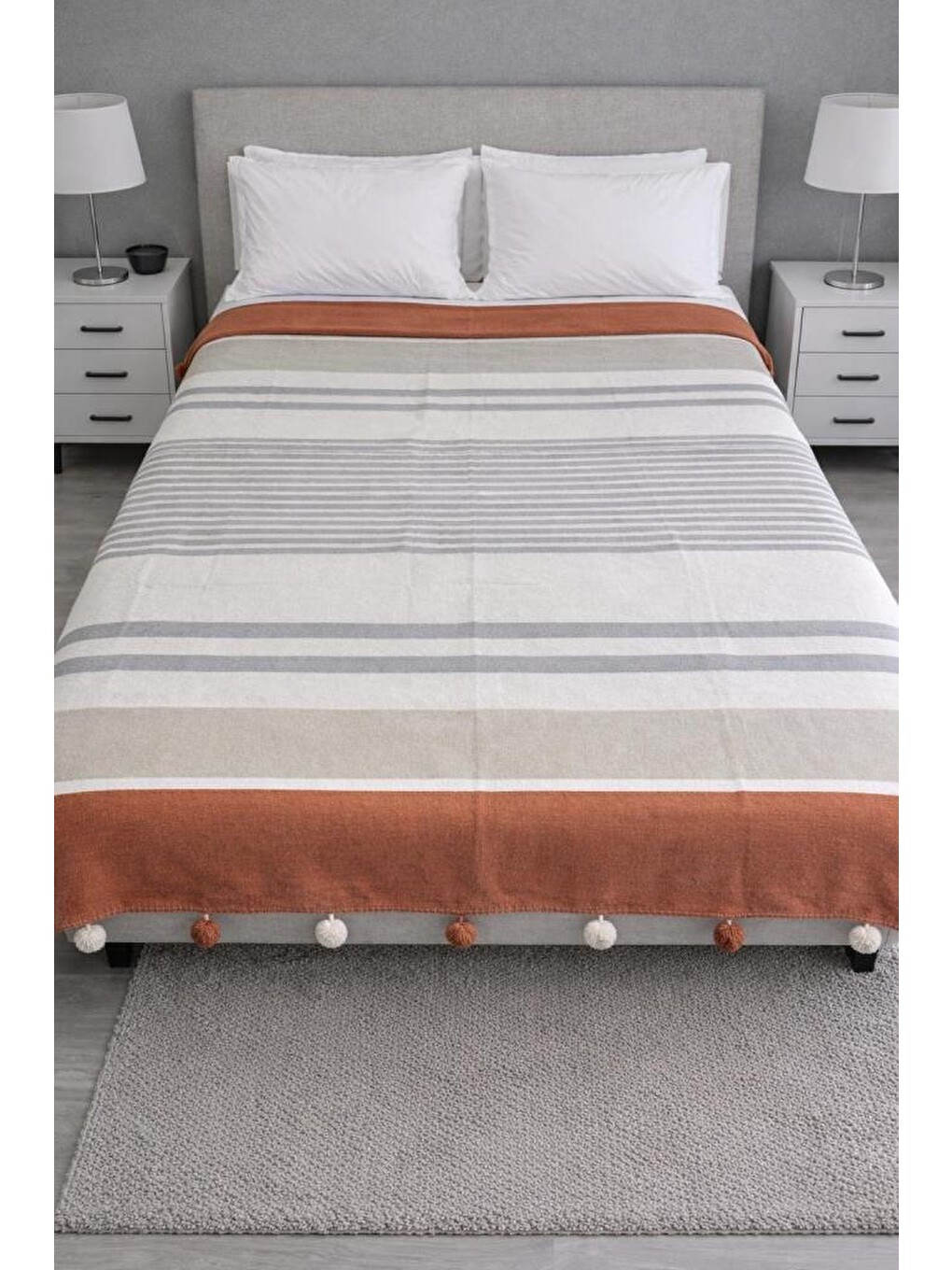 Karışık Merinos Colorway Nougat Çift Kişilik Pamuklu Battaniye 180x220 Cm