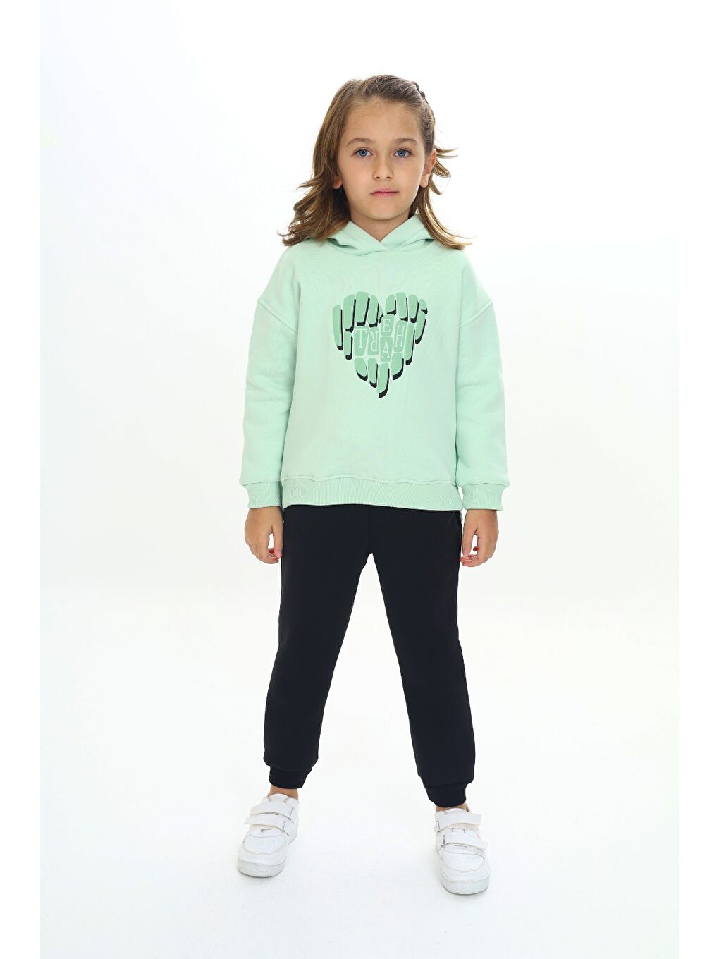 Yeşil Kız Çocuk Kapüşonlu Eşofman Takım