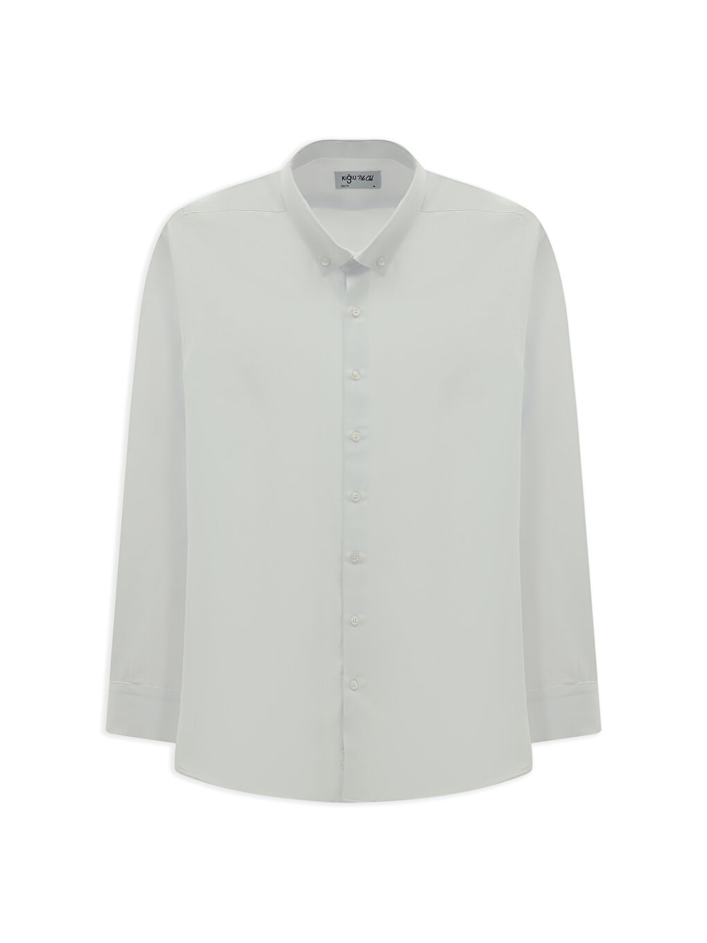 Beyaz Uzun Kol Slim Fit Düğmeli Yaka Pamuklu Kolay Ütülenebilir Gömlek