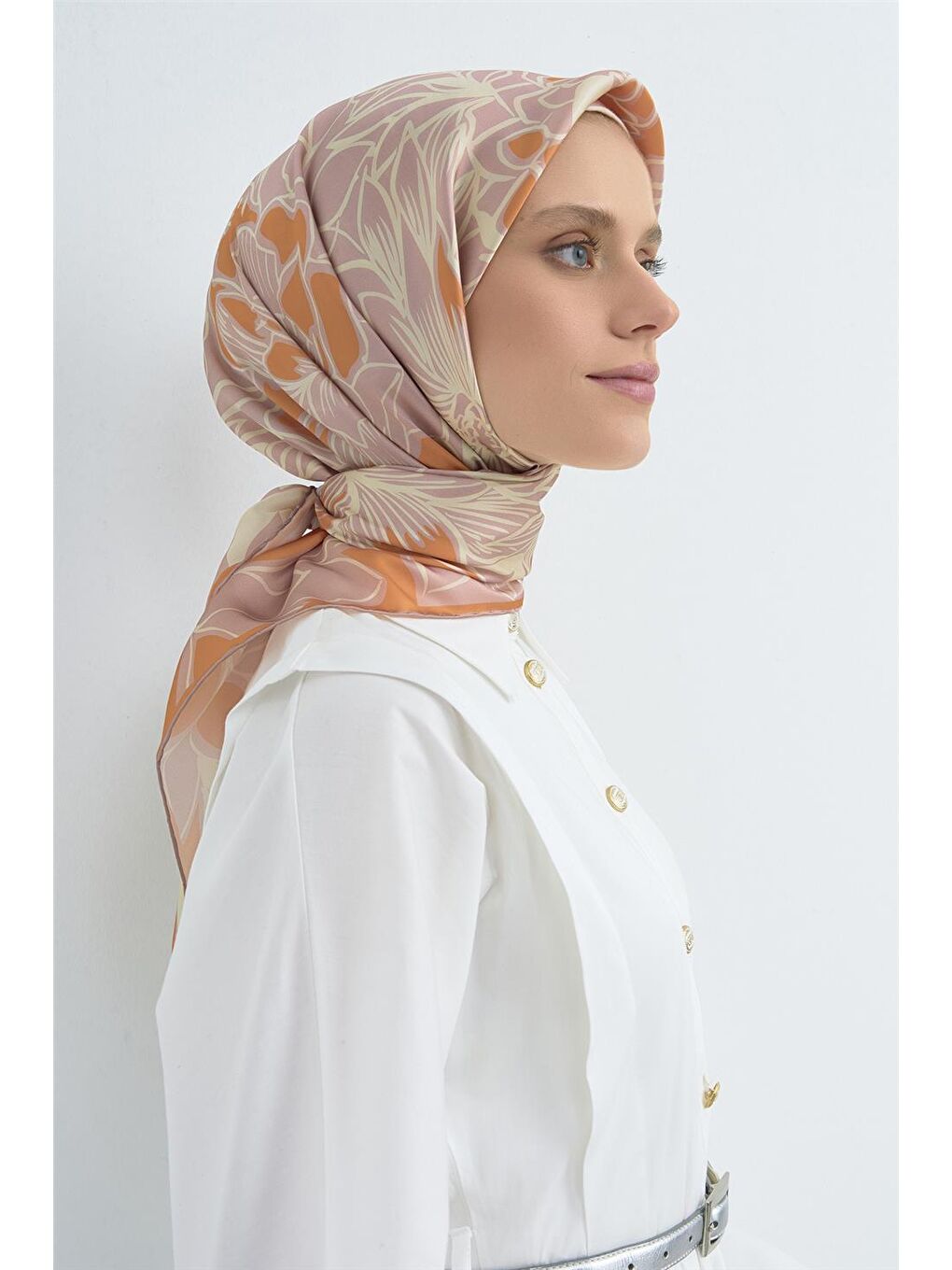 Pembe Saf İpek Sura Eşarp 9539D 56-2