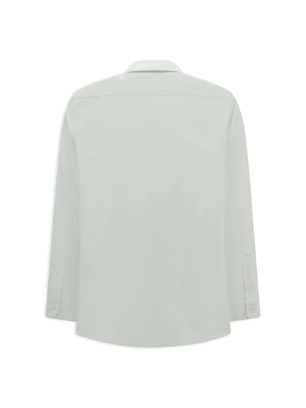 Beyaz Uzun Kol Slim Fit Düğmeli Yaka Pamuklu Kolay Ütülenebilir Gömlek-1