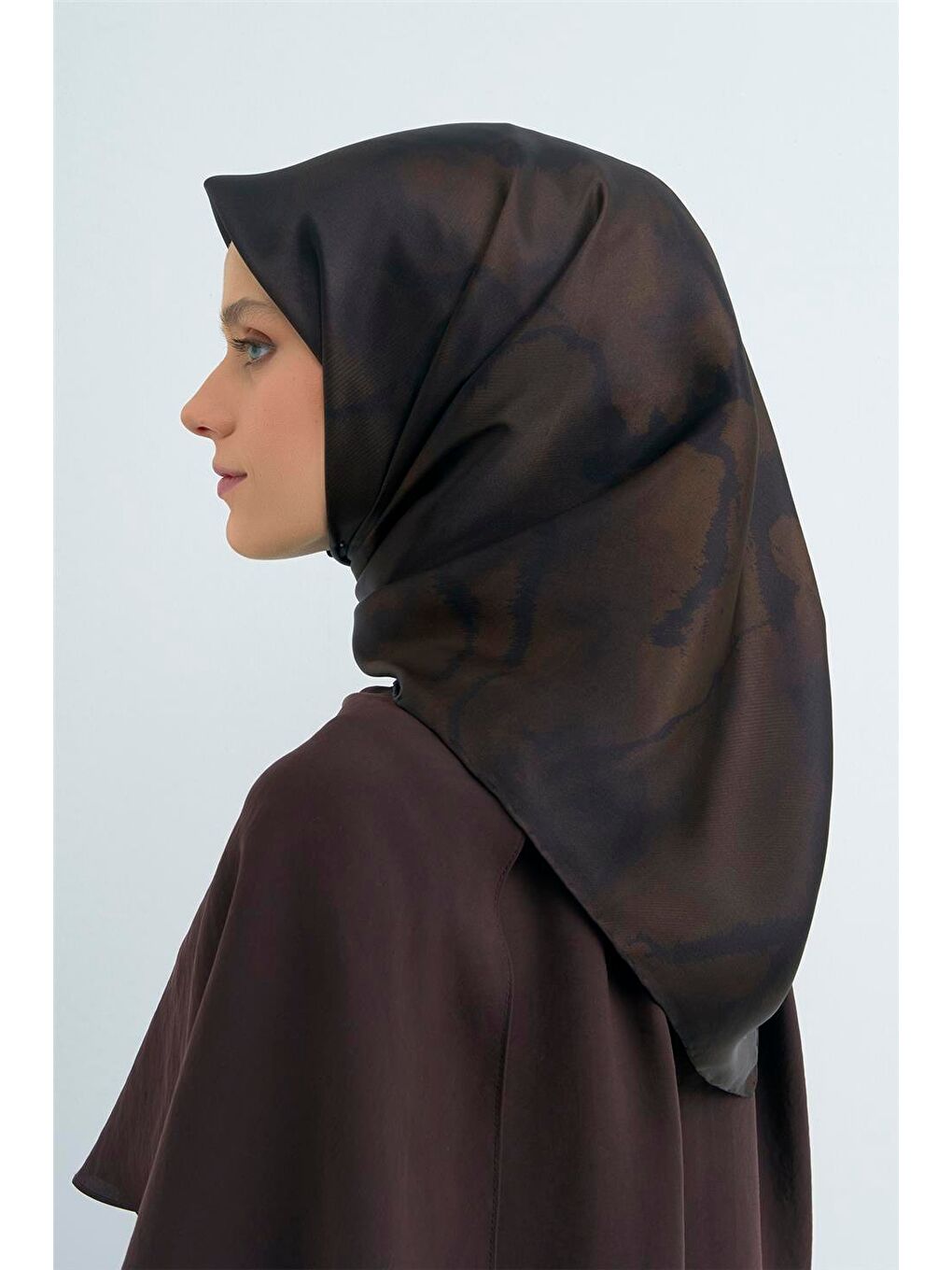 Kahverengi Saf İpek Twill Eşarp 9501D 56-1