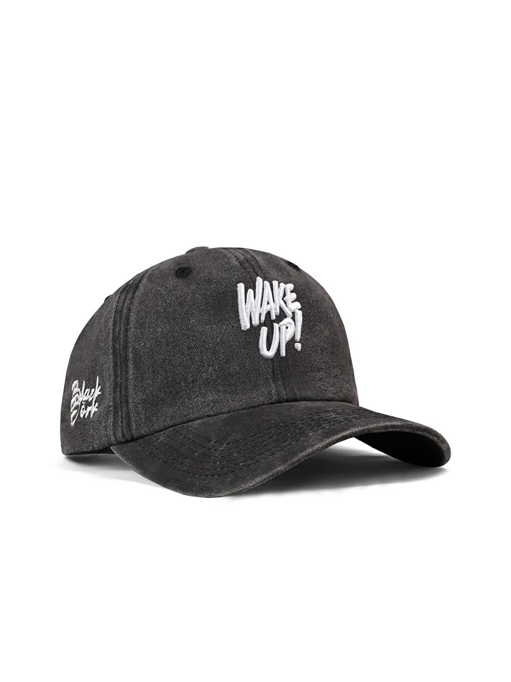 Wake Up Nakışlı Vintage Beyzbol Siyah Şapka