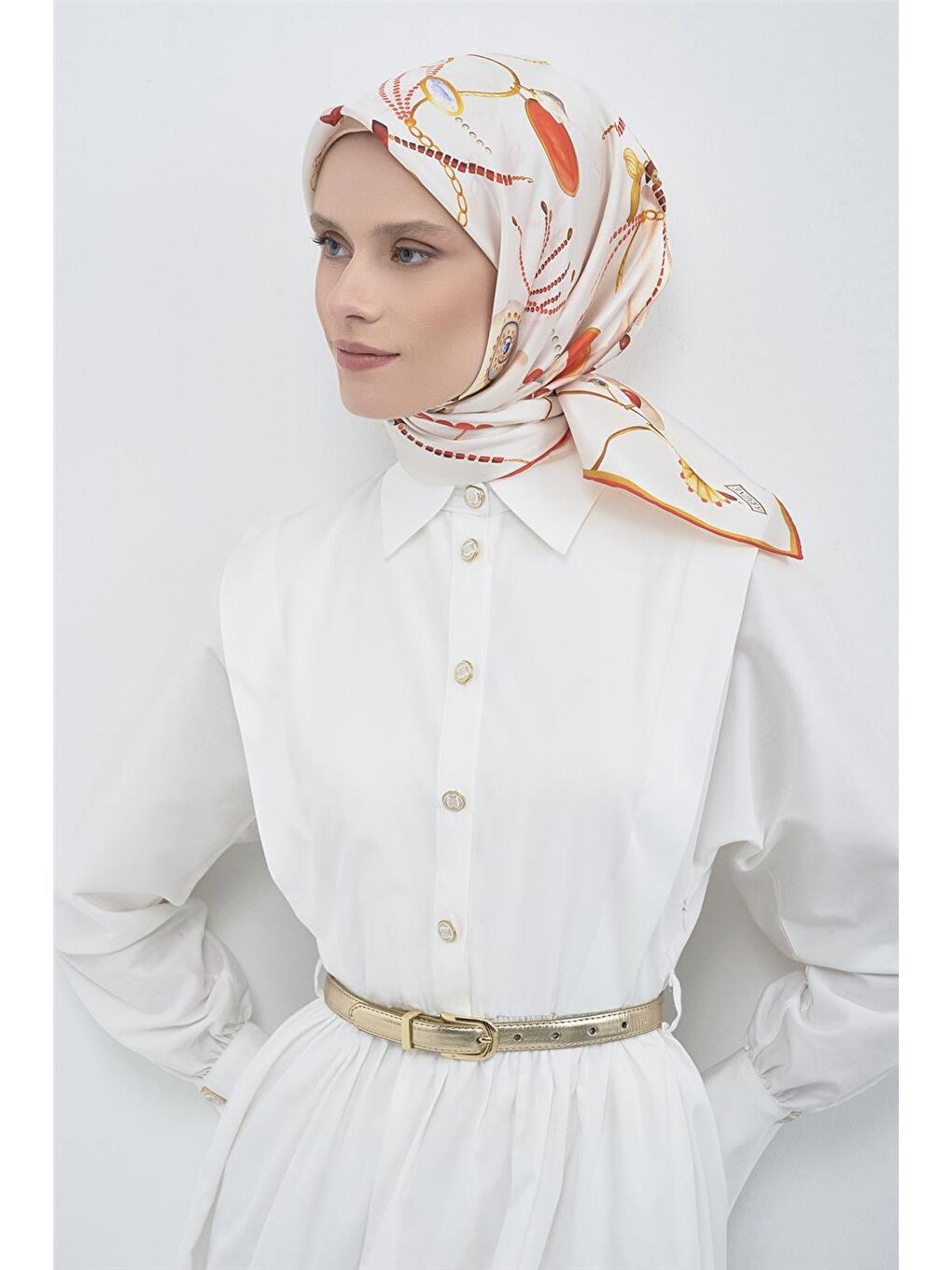 Turuncu Saf İpek Twill Eşarp 9527D 09