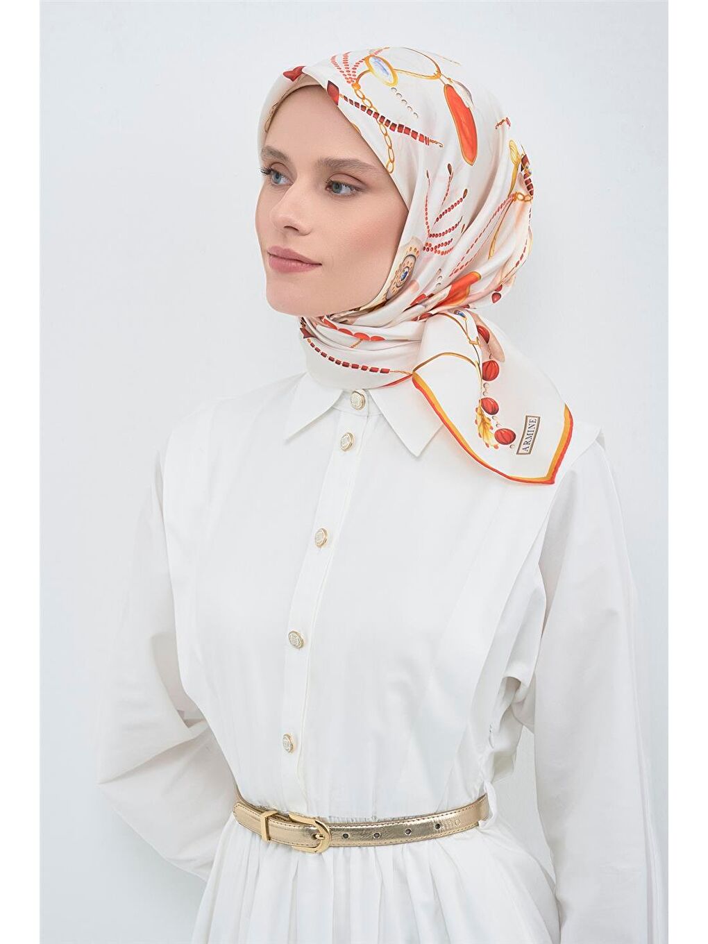 Turuncu Saf İpek Twill Eşarp 9527D 09-1