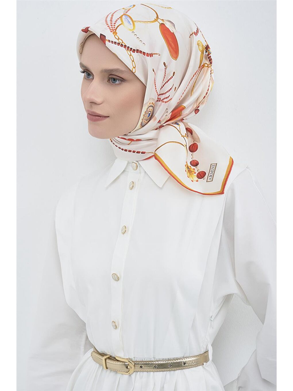 Turuncu Saf İpek Twill Eşarp 9527D 09-2