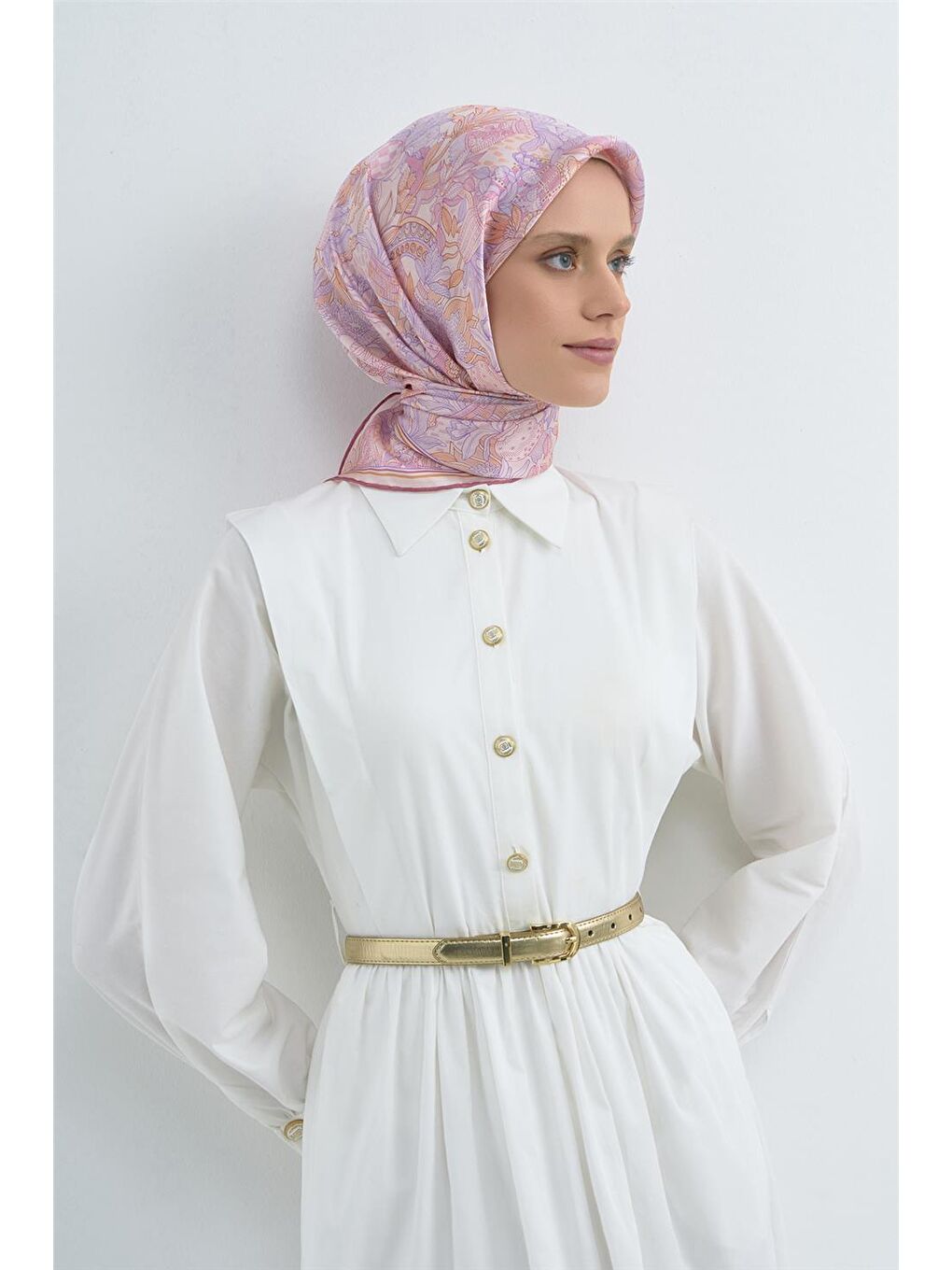 Pembe Saf İpek Sura Eşarp 9508D 02