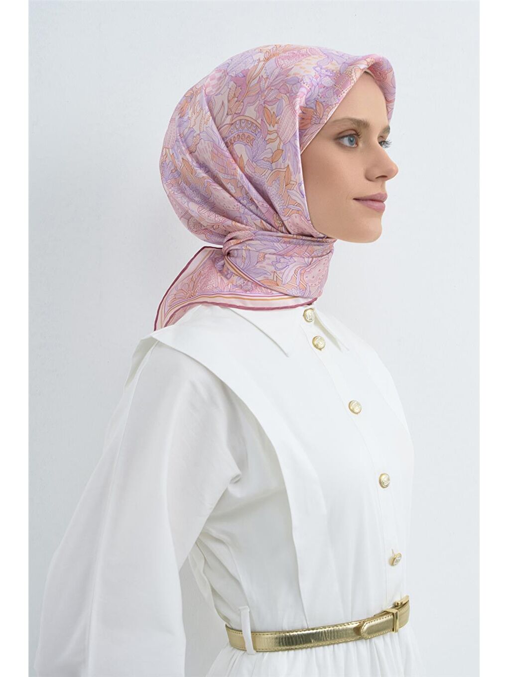 Pembe Saf İpek Sura Eşarp 9508D 02-1