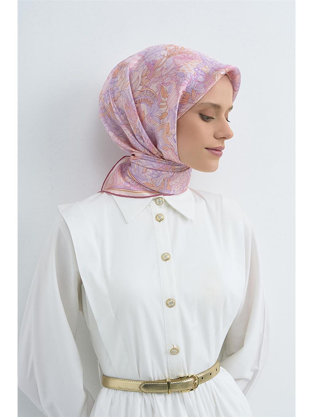 Pembe Saf İpek Sura Eşarp 9508D 02-2