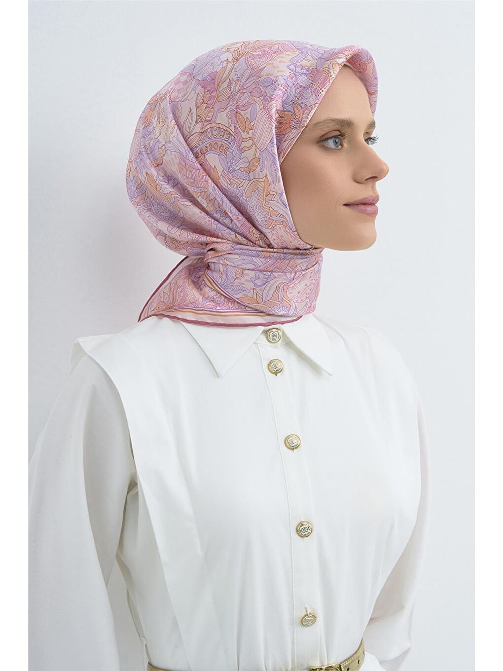 Pembe Saf İpek Sura Eşarp 9508D 02-3