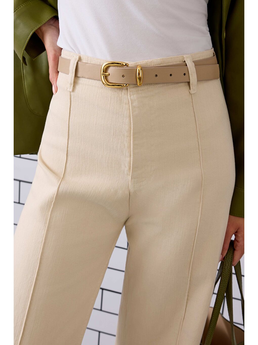 Gold Tokalı Kemer Bej-1