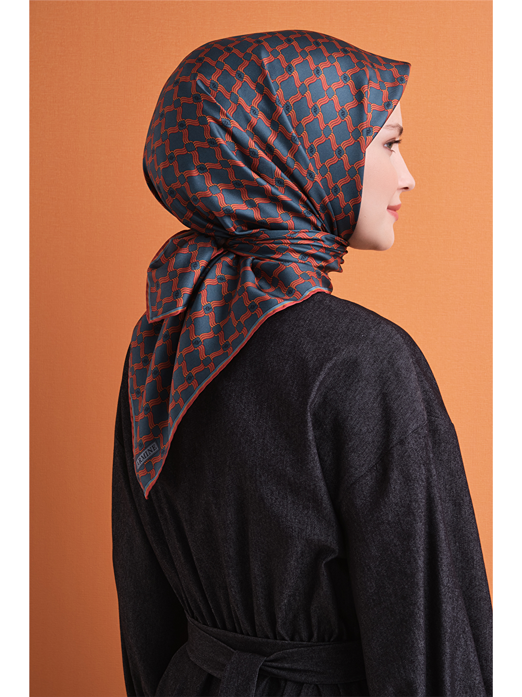Turuncu Saf İpek Twill Eşarp 9636d 03-3