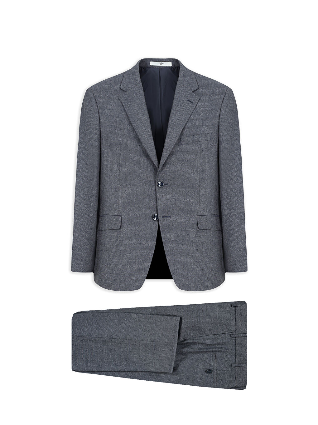 Lacivert 4 Drop Relaxed Fit Rahat Kesim Mono Yaka Desenli Takım Elbise