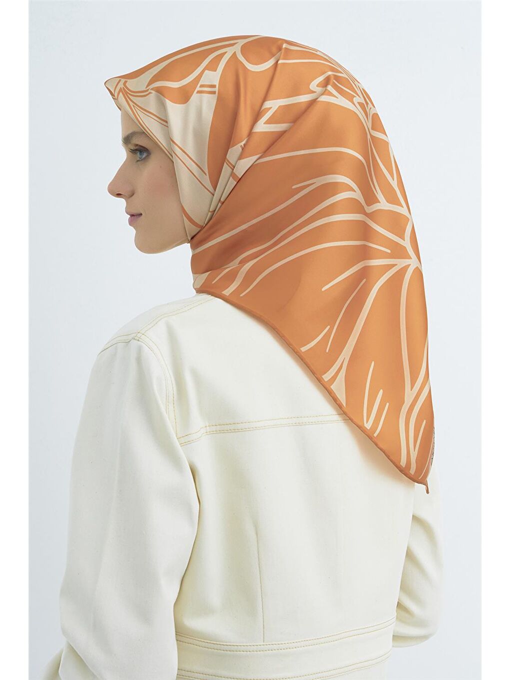 Turuncu Saf İpek Sura Eşarp 9553D 85-2