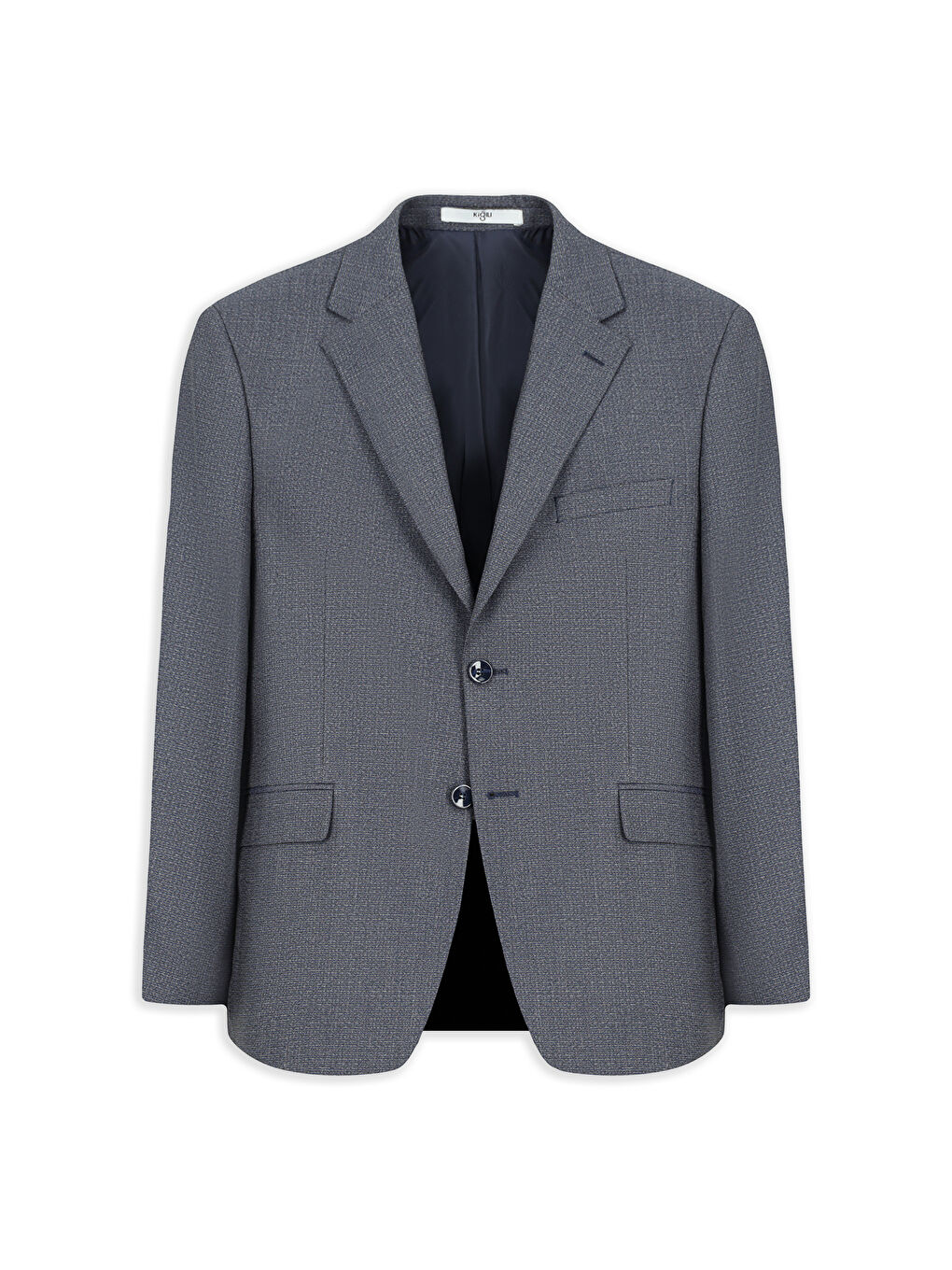 Lacivert 4 Drop Relaxed Fit Rahat Kesim Mono Yaka Desenli Takım Elbise-1