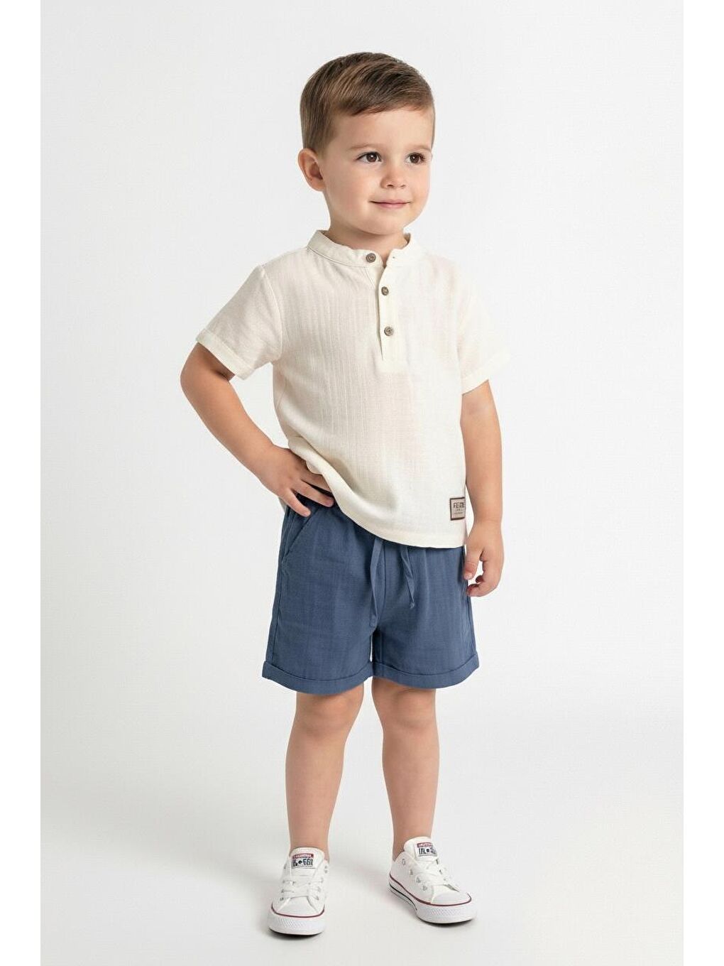 Lacivert Müslin Bis.Yaka Şortlu Takım-2