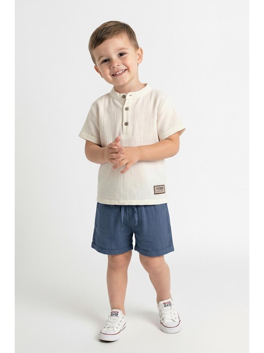 Lacivert Müslin Bis.Yaka Şortlu Takım-3