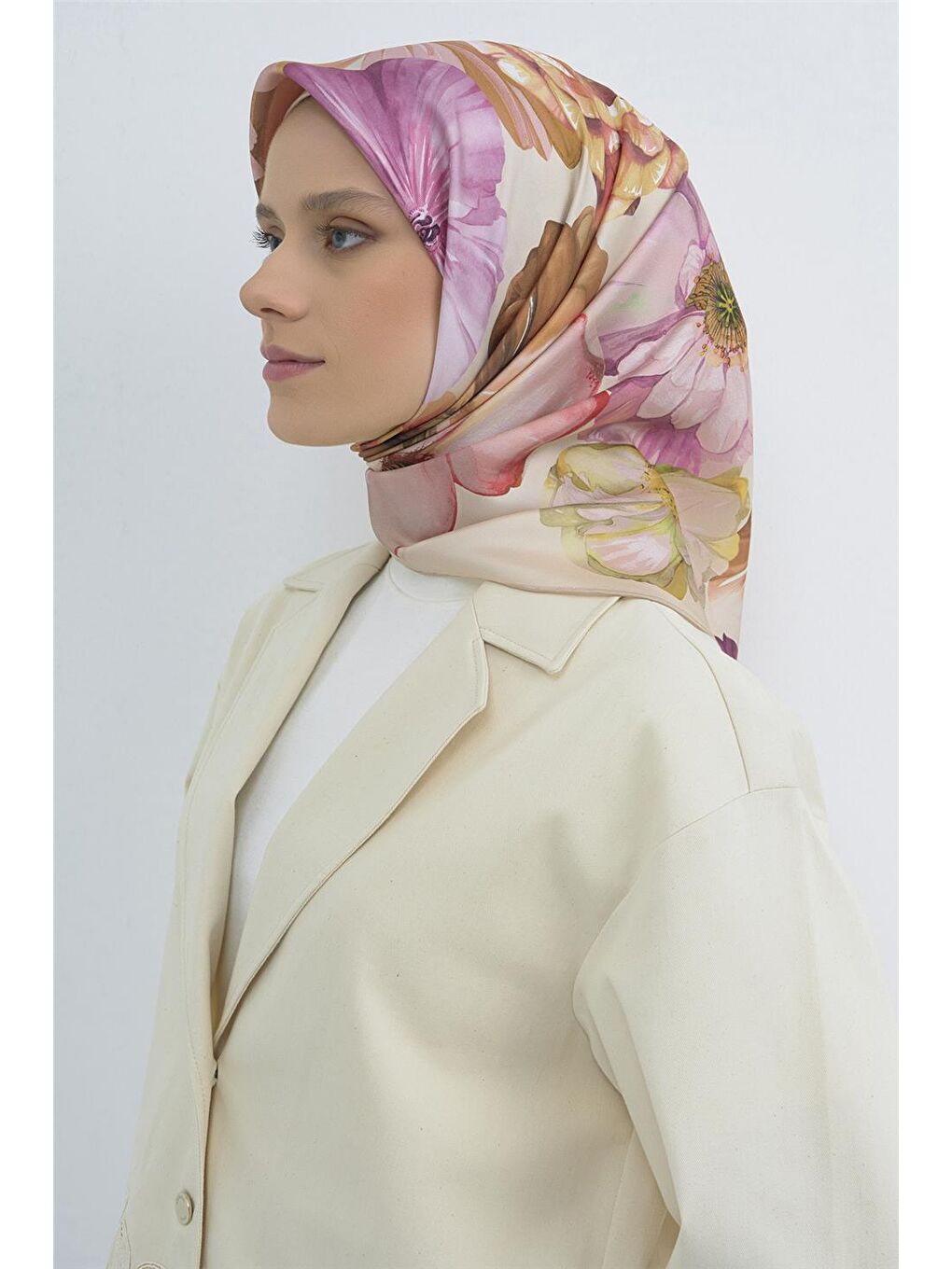 Pembe Saf İpek Sura Eşarp 9503D 01-2