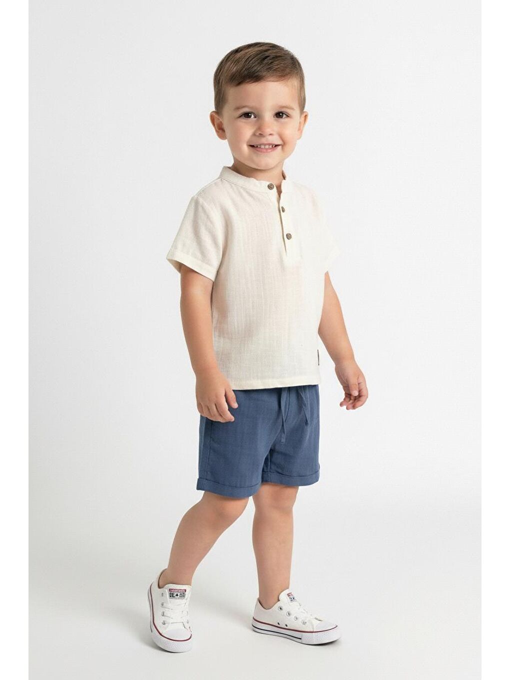 Lacivert Müslin Bis.Yaka Şortlu Takım-4