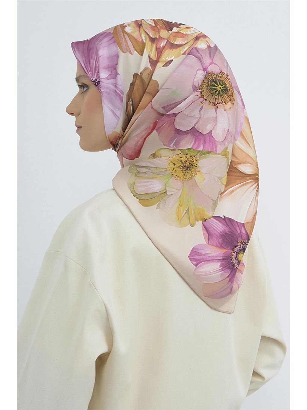 Pembe Saf İpek Twill Eşarp 9503D 01-3