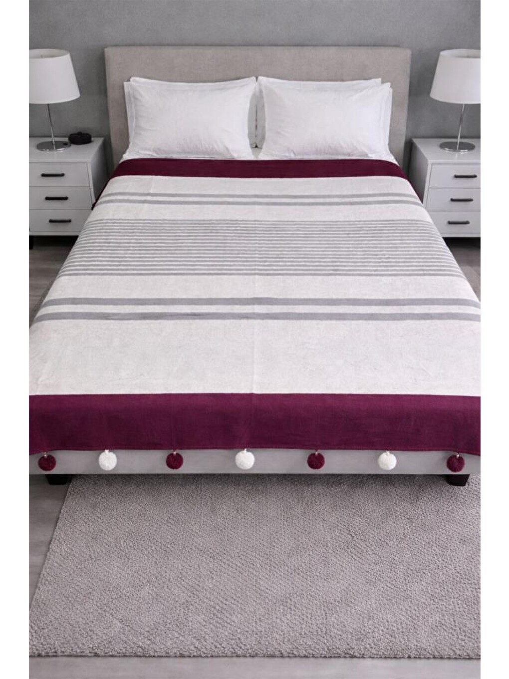 Karışık Merinos Colorway Cakao Çift Kişilik Pamuklu Battaniye 180x220 Cm