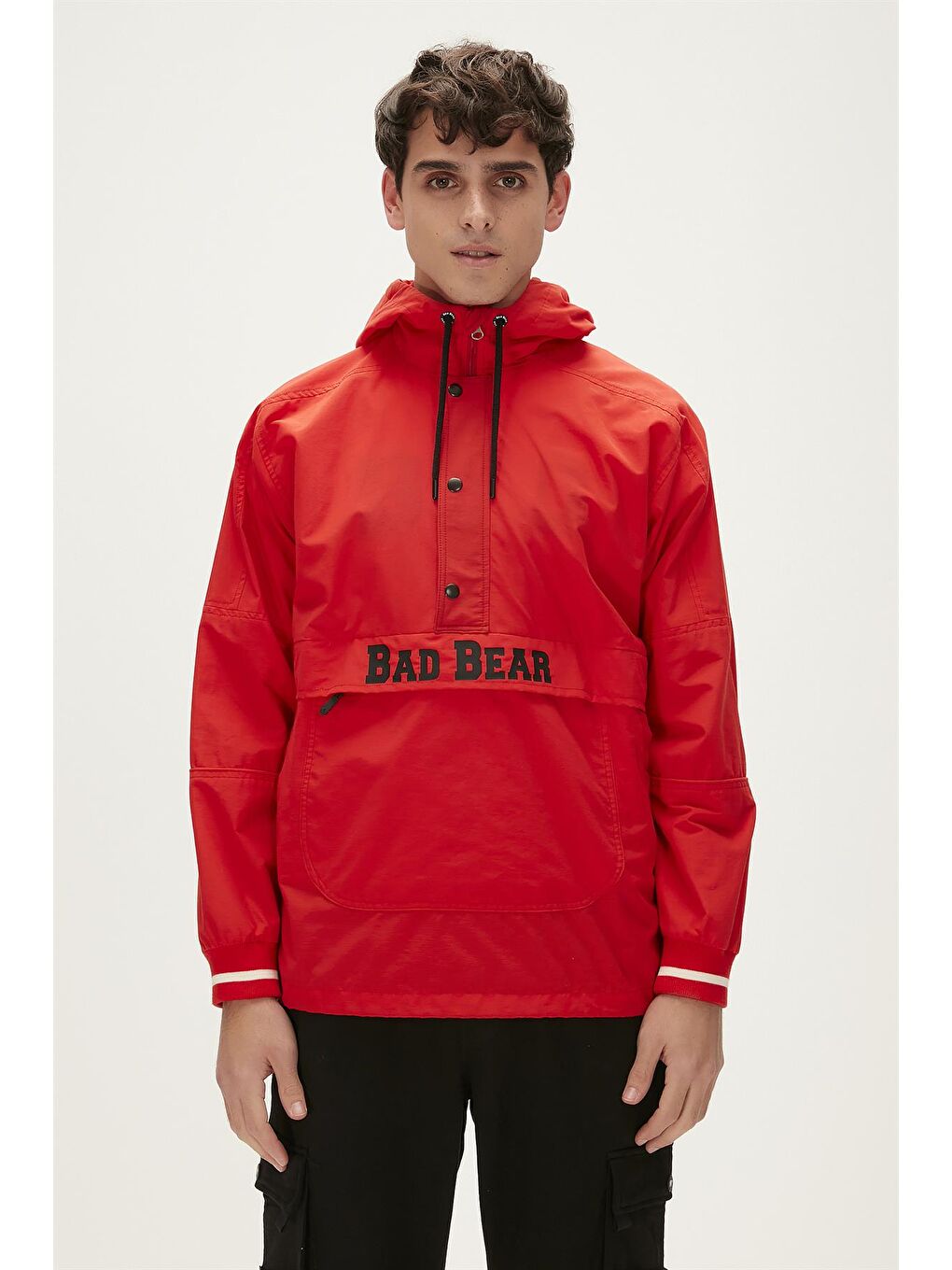 Bad Bear Kırmızı Hurricane Windbreaker Crimson Red Kırmızı Kanguru Cep Erkek Rüzgarlık