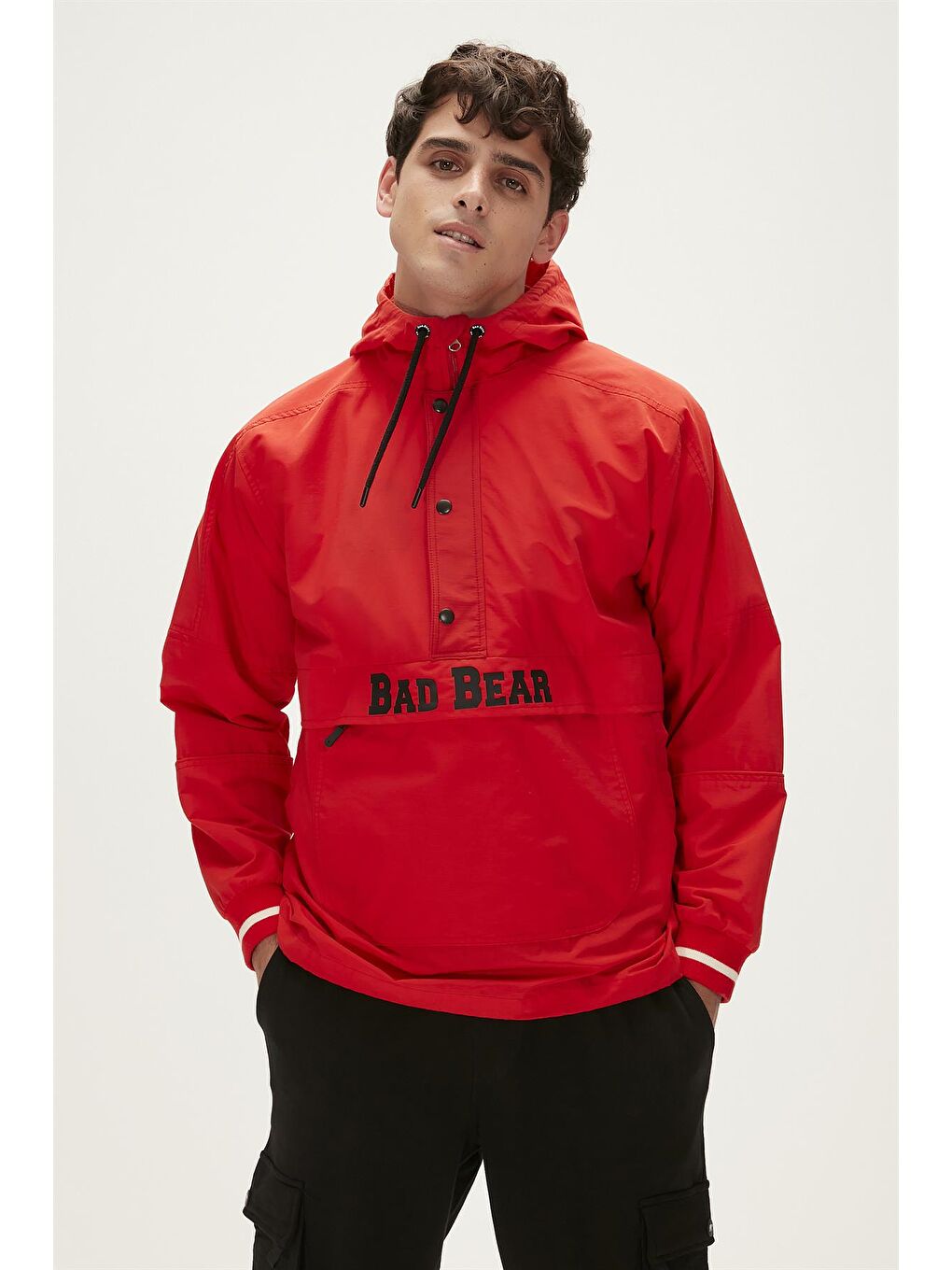 Bad Bear Kırmızı Hurricane Windbreaker Crimson Red Kırmızı Kanguru Cep Erkek Rüzgarlık - 4