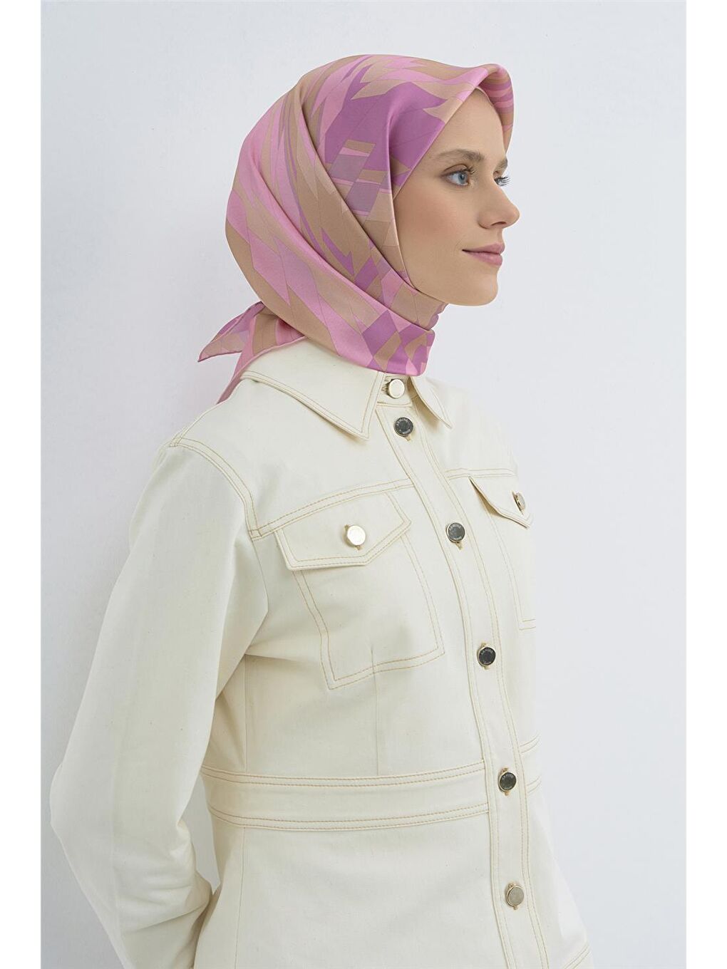 Pembe Saf İpek Sura Eşarp 9507D 58