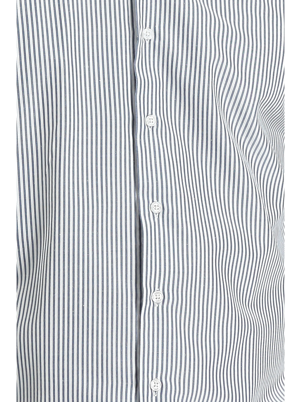 Lacivert Uzun Kol Slim Fit Dar Kesim Çizgili Pamuklu Gömlek-2