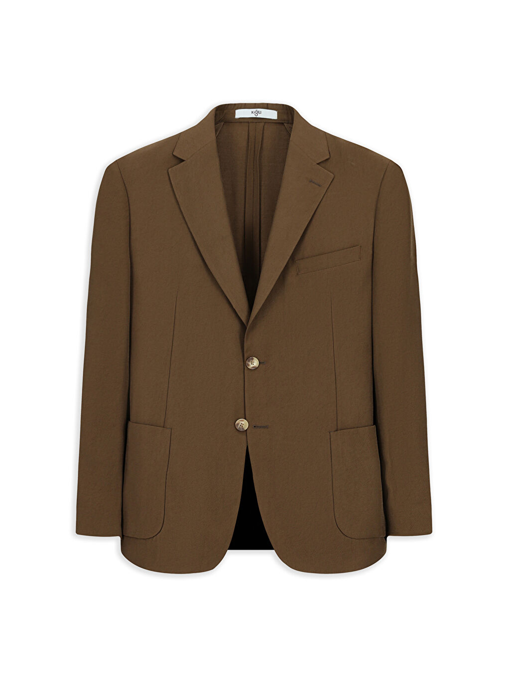 Kahverengi 7 Drop Slim Fit Dar Kesim Mono Yaka Toba Cep Beli Lastikli Desenli Modal Karışımlı Takım Elbise-1