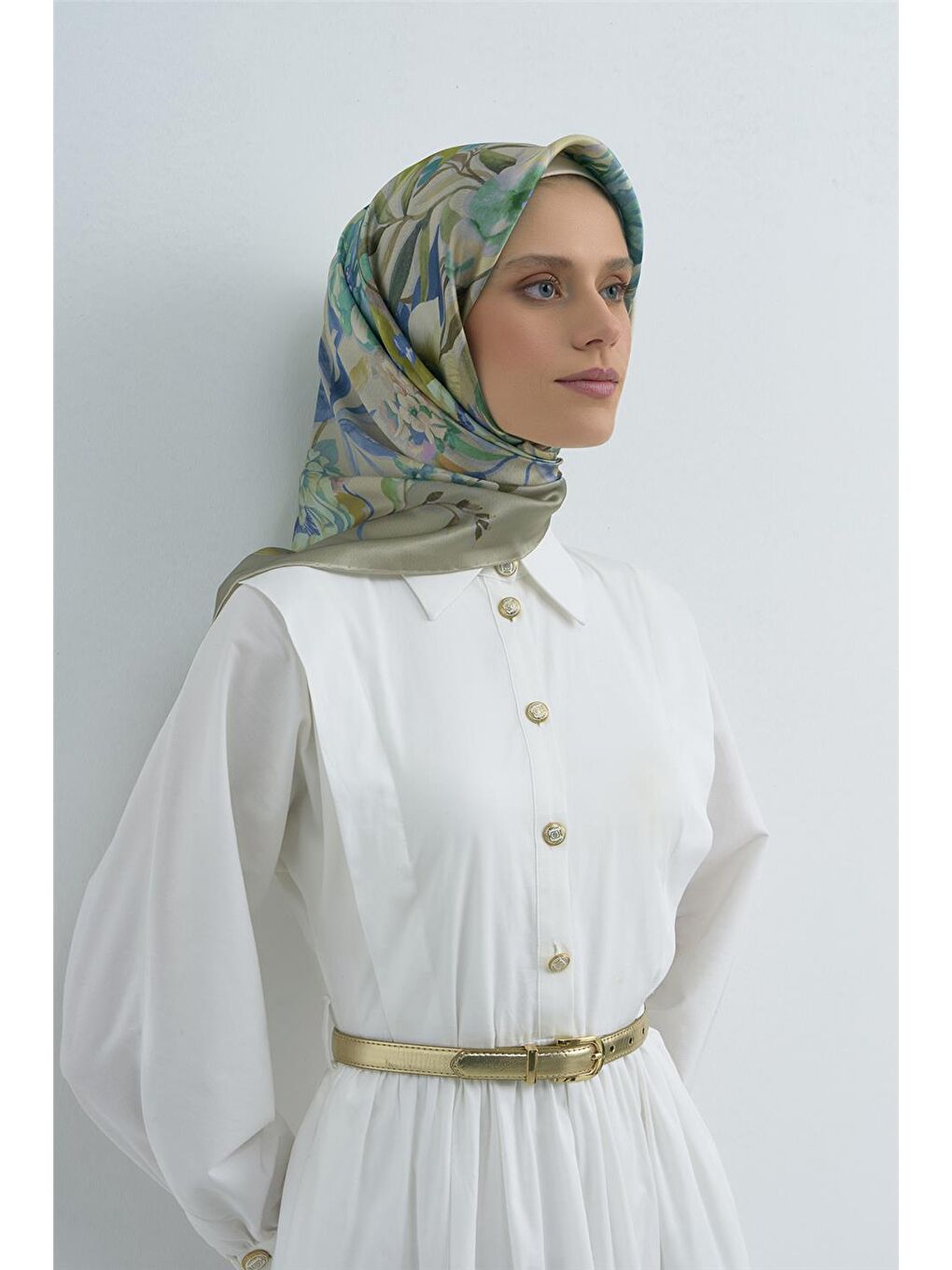 Yeşil Saf İpek Sura Eşarp 9516D 83