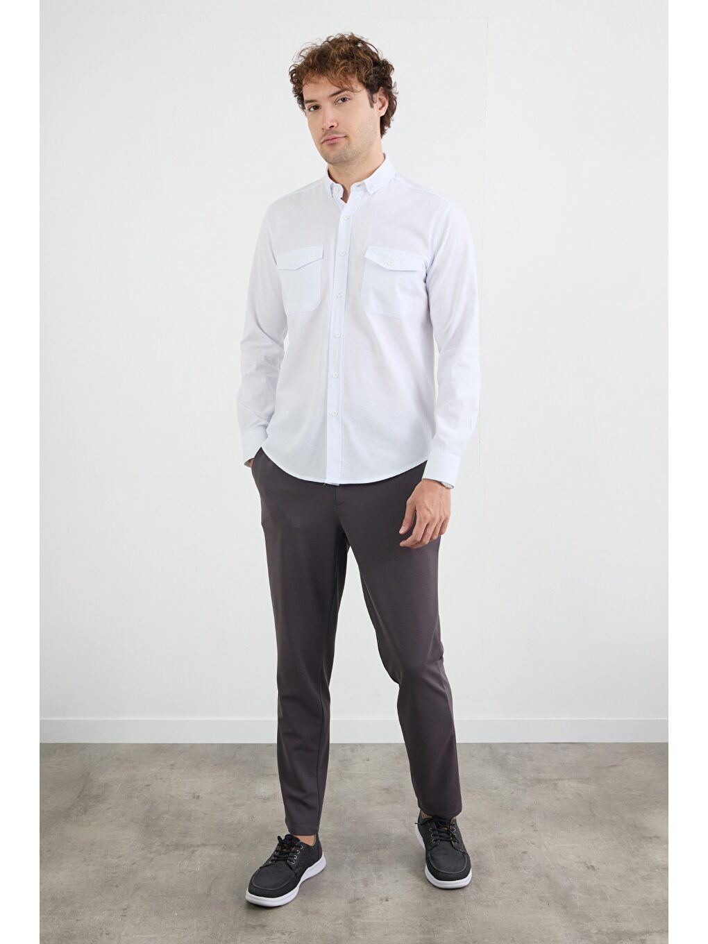 Antrasit Beli Bağlamalı Cepli Jogger Pantolon-1