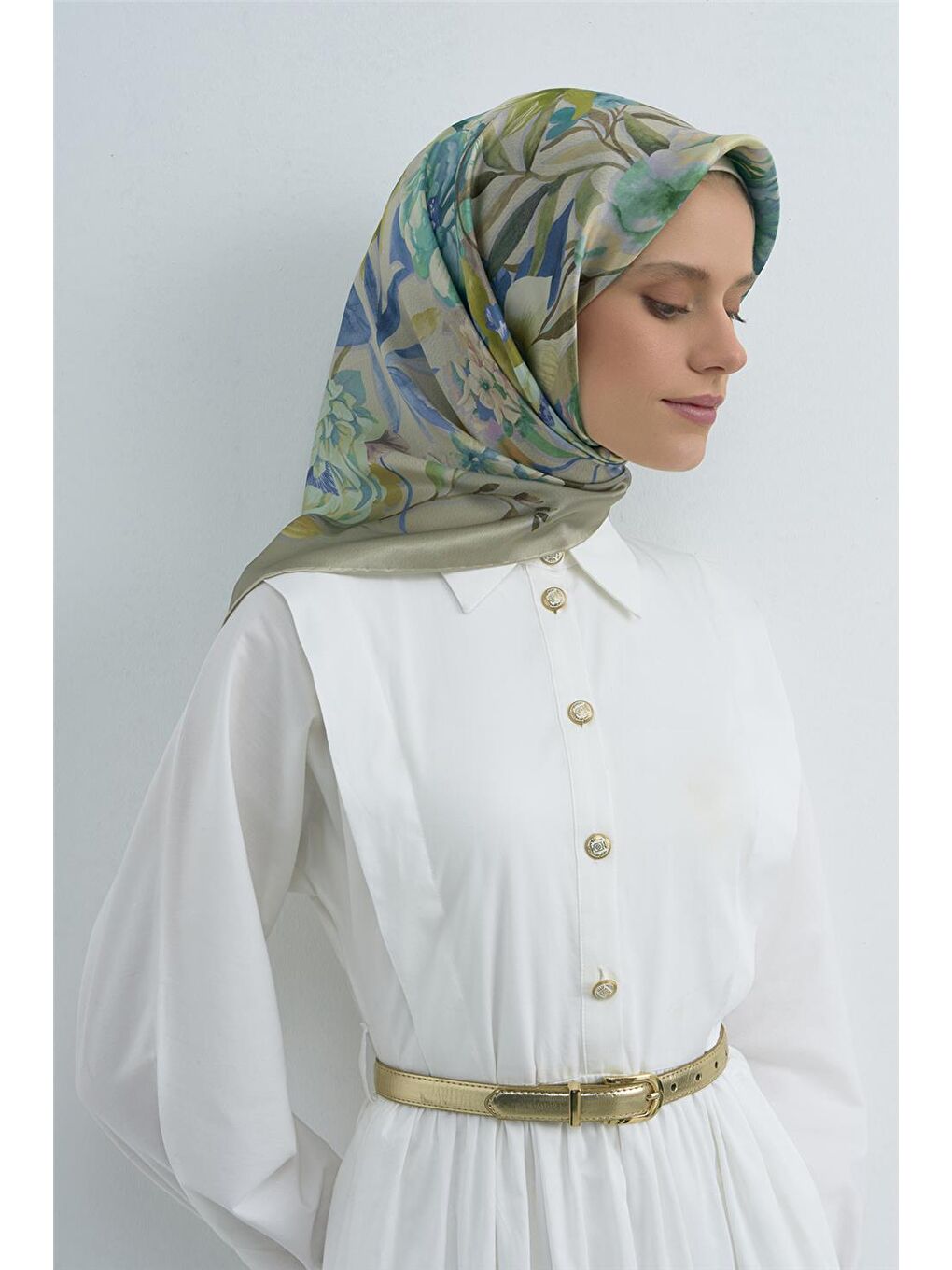 Yeşil Saf İpek Sura Eşarp 9516D 83-1