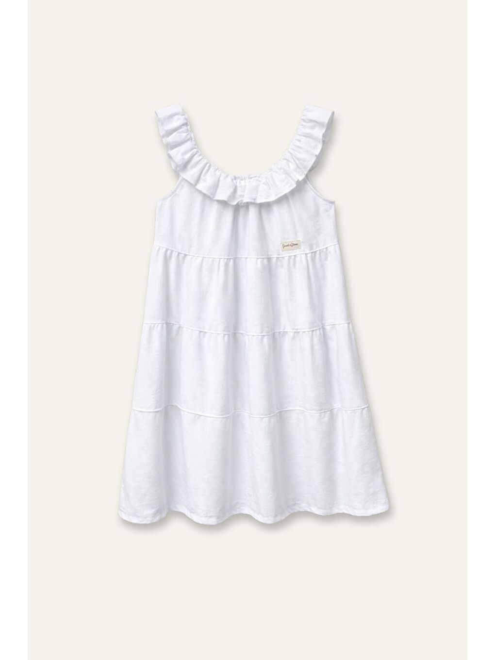 Kız Çocuk Volanlı Midi Elbise - Ekru-1